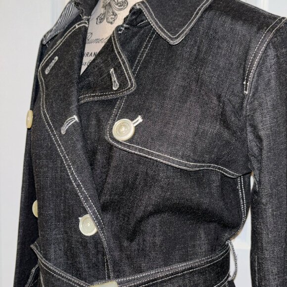 Vintage Lauren Jeans Co. Ralph Lauren Dark Denim Coat w/ Contrast Stitching - Picture 9 of 10